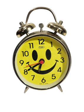 Tozai Smiley Face Twin Bell Alarm Clock Vintage Emoji Clock For Repair